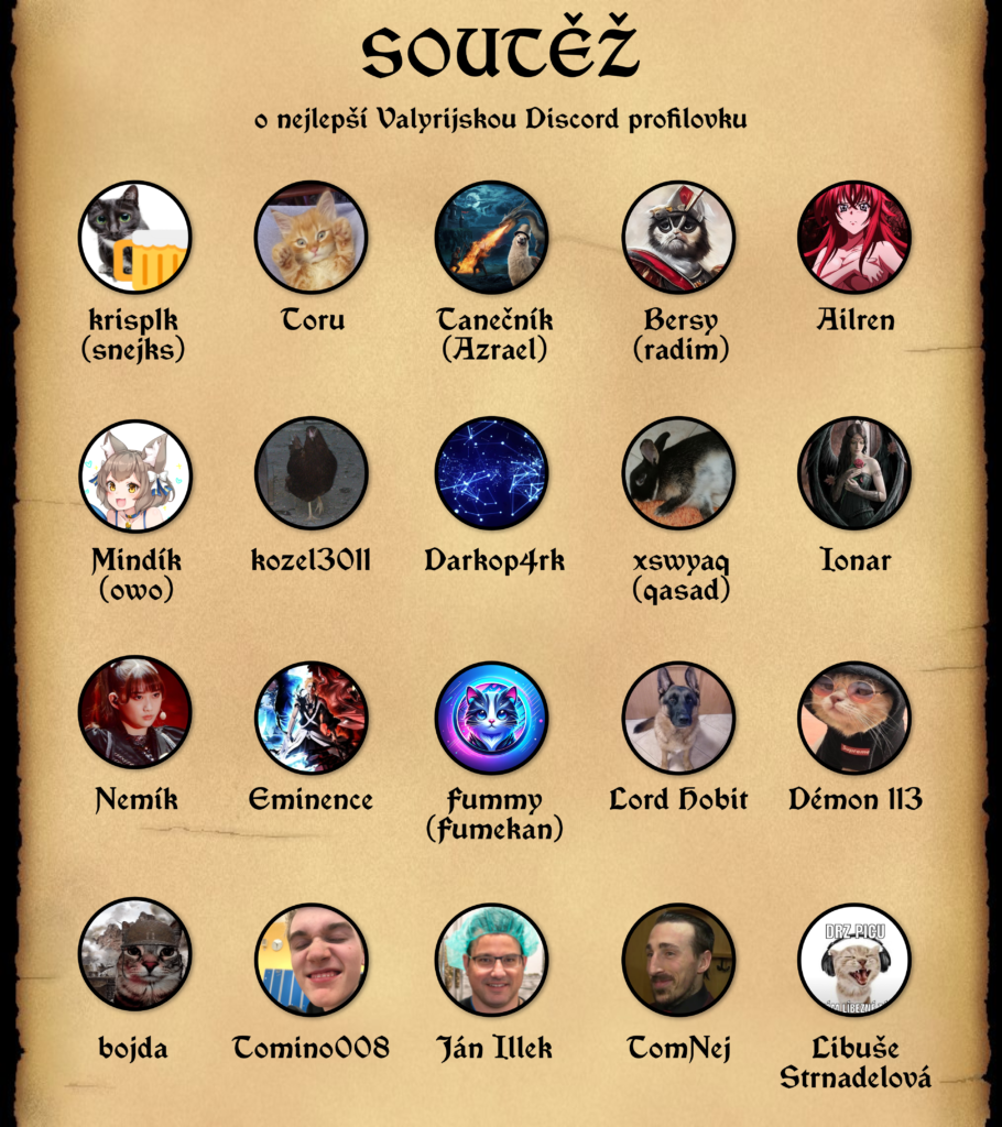 Účastníci v soutěži o nejlepší profilovku